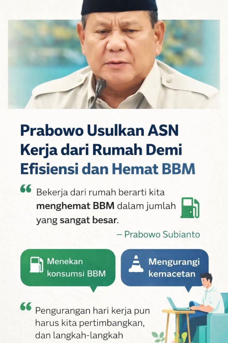 Gagas WFH untuk ASN, Prabowo Soroti Efisiensi Energi Nasional